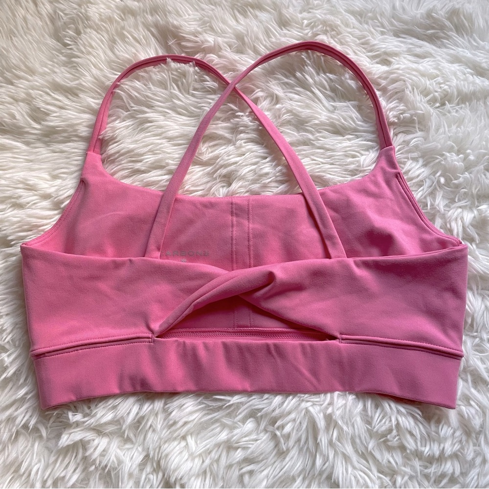 Carbon38 Pink Twist Back Sports Bra M